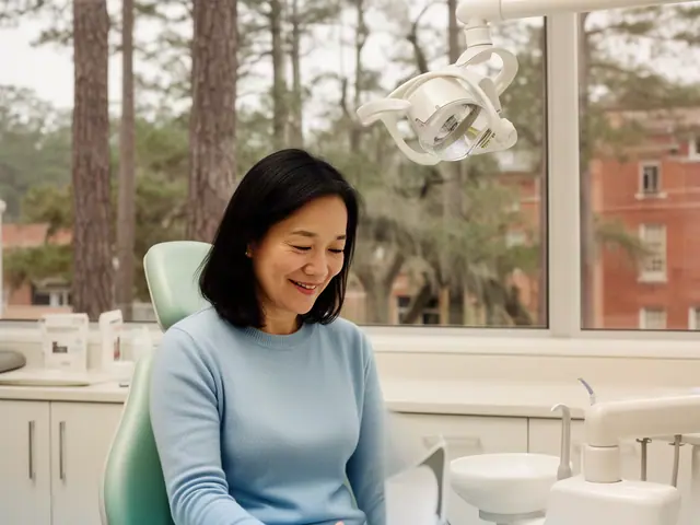 A dentist standing beside a dental chair.